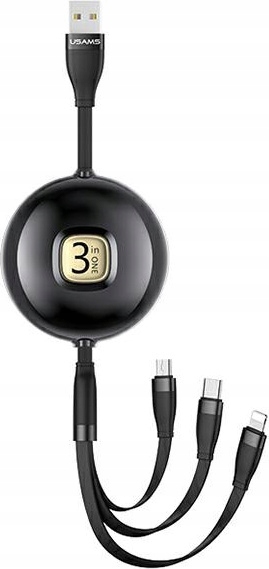 Kabel USAMS U69 3w1 1m Lightning/Micro/USB-C czarny