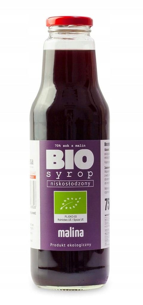 SYROP Z MALIN NISKOSŁODZONY BIO 750 ml - KAMIONNA