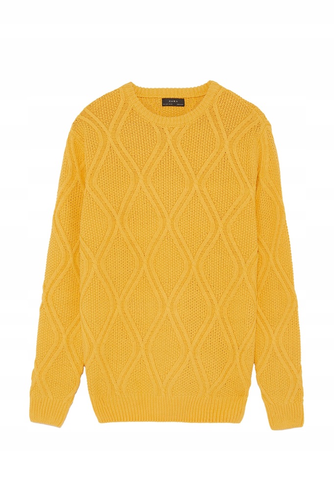 ZARA sweter żółty M strukturalny romby