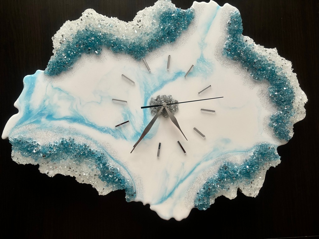 Duży zegar Geode Biel i błękit