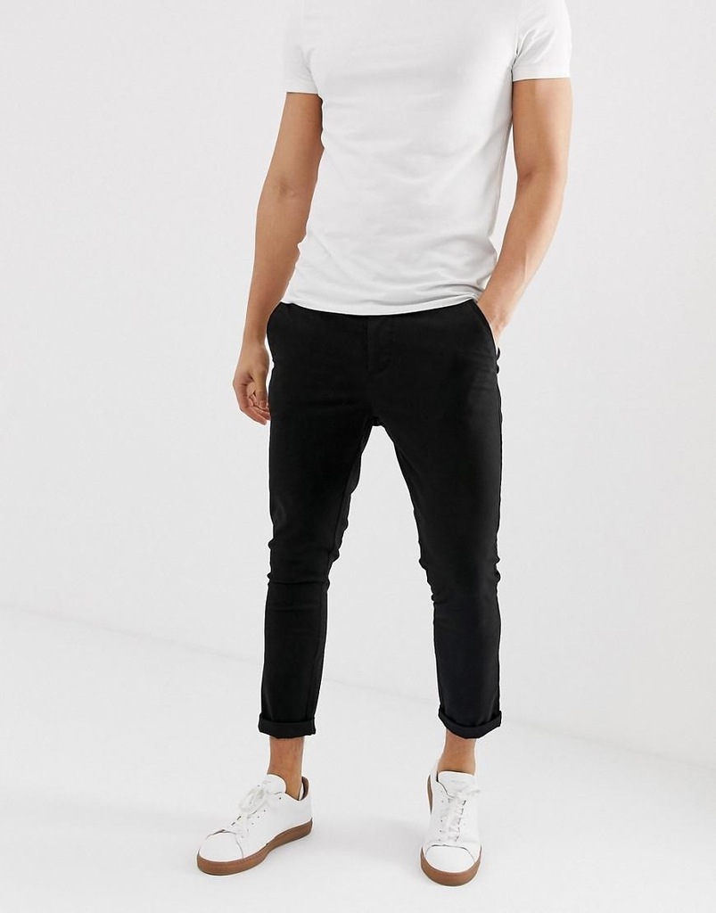 ASOS DESIGN__XZX CZARNE SPODNIE CHINOS__W30 L30