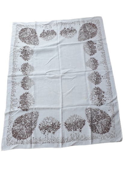 Bieżnik lniany PRL vintage make 105x135 wieś agro