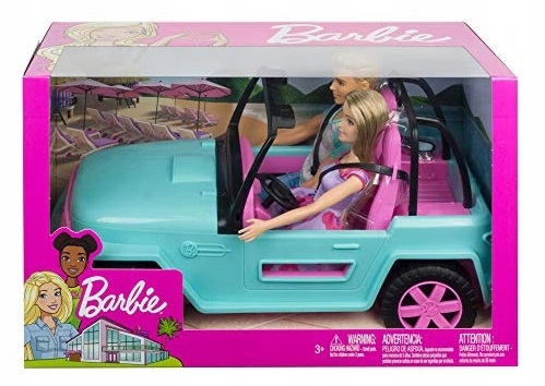 MATTEL ZESTAW BARBIE I KEN W PLAŻOWYM JEEPIE GHT35