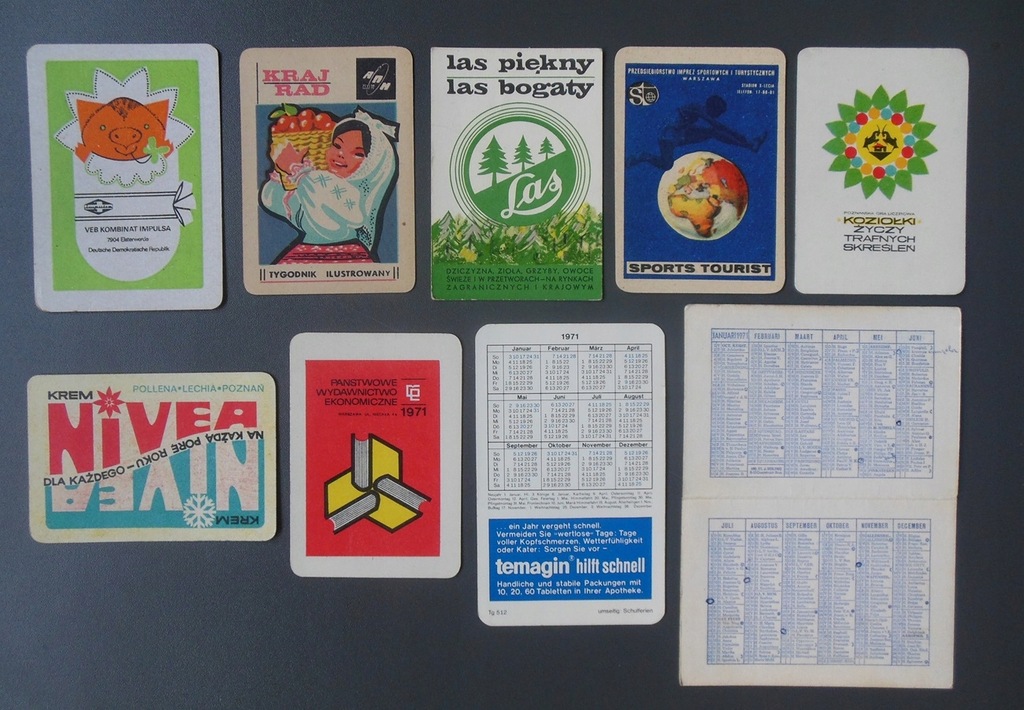 Kalendarzyki listkowe z roku 1971