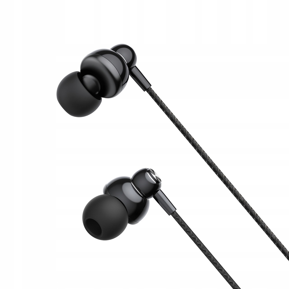 Słuchawki XO przewodowe EP55 jack 3,5mm dokanałowe czarne douszne z gumkami