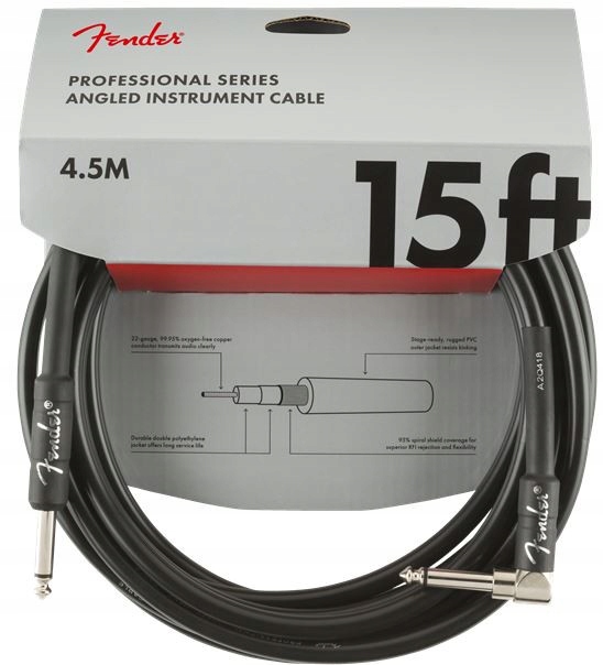 Fender Professional Instrument Cable 15' ANGL BLK