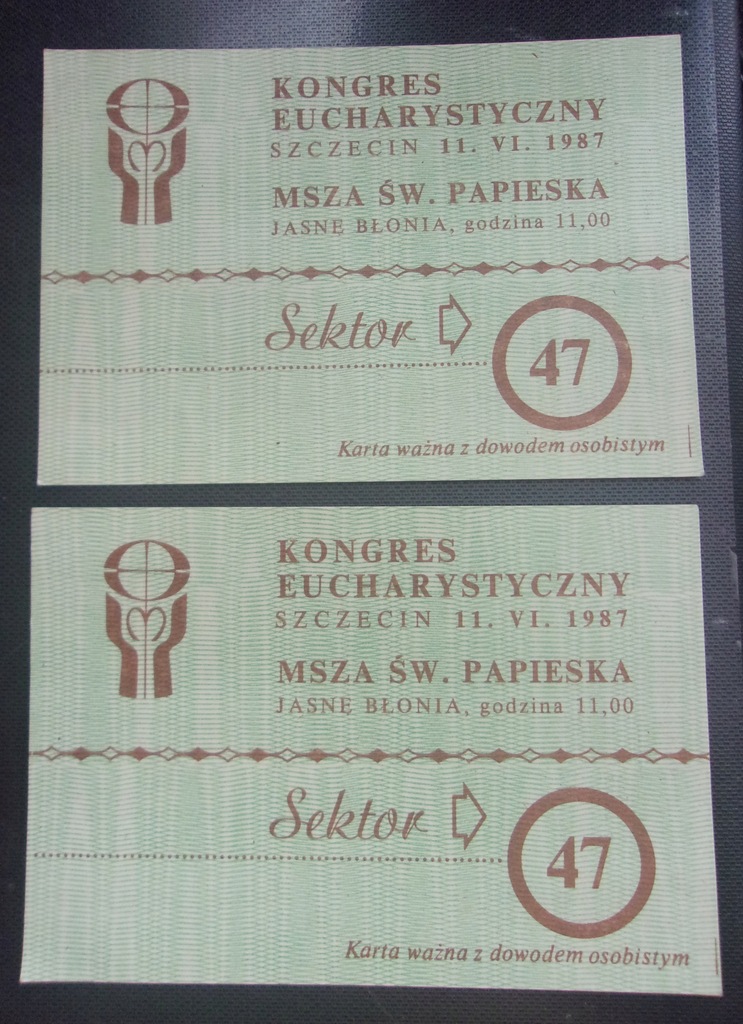 Zaproszenia na mszę św. Papieską - Szczecin 1987