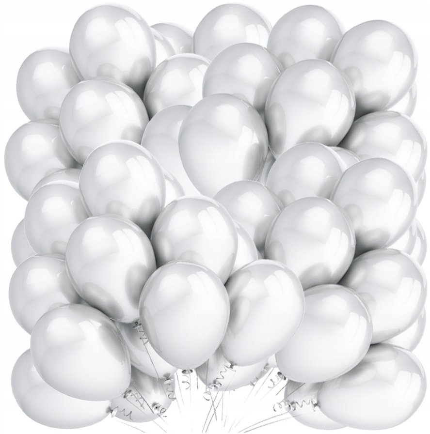 Balony Metaliczne Białe Ślub Urodziny Duże 100szt