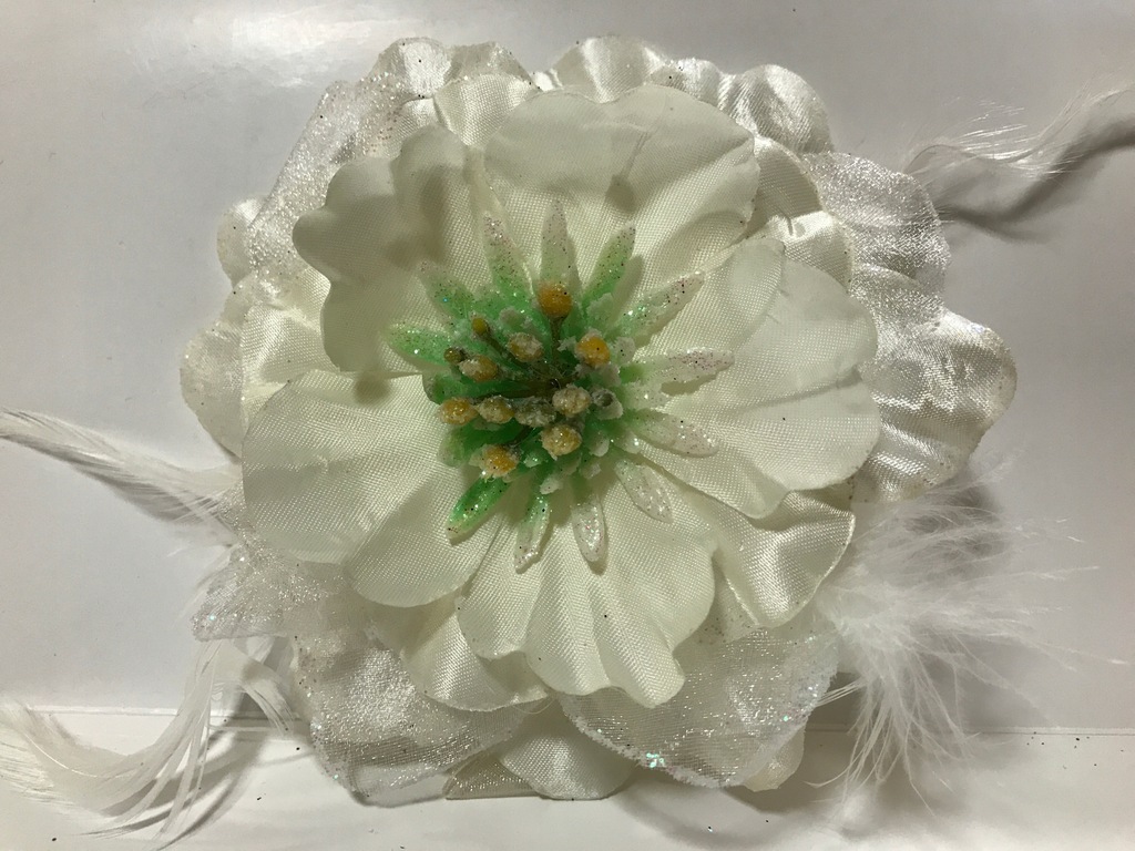 Kwiat magnes do firan śr. ok 12cm brokat krem