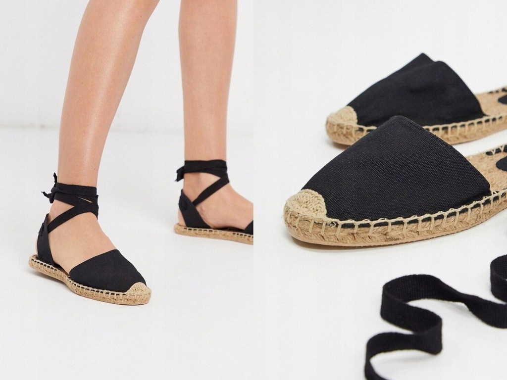 London Rebel Czarne płaskie espadryle 41