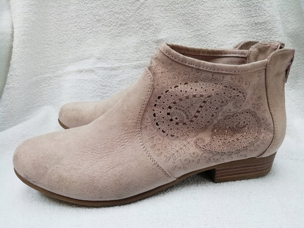 BUTY BOTKI 38 DEICHMANN BEŻOWE AŻUROWE /64