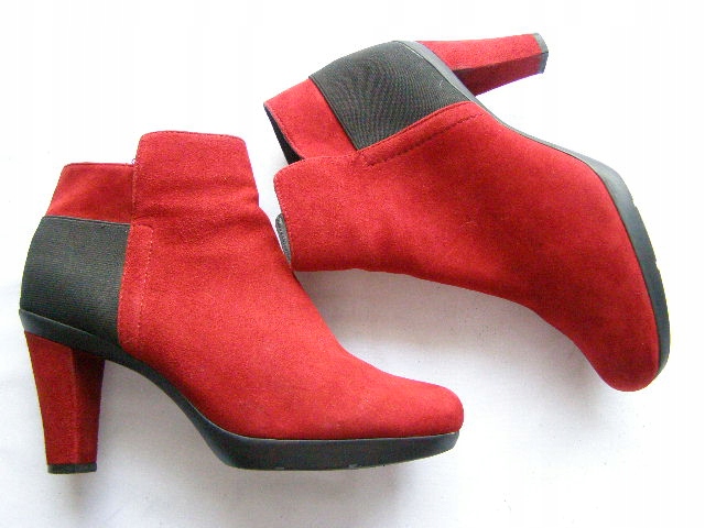 GEOX efektowne włoskie czerwone skórzane botki ROZ.37 RAZ ZAŁOŻONE