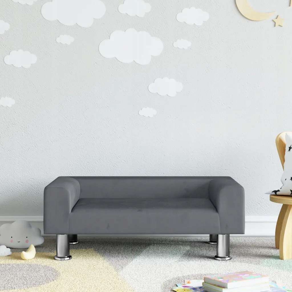 vidaXL Sofa dla dzieci, ciemnoszara, 70x45x26,5 cm, aksamit