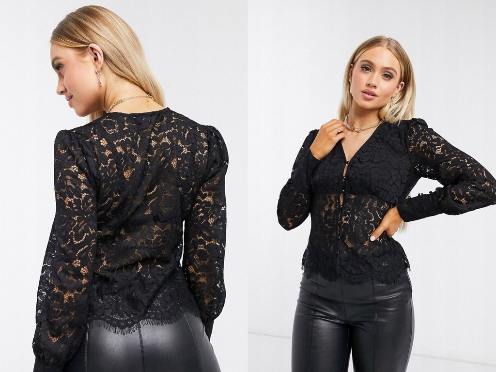 Femme Luxe Czarna koronkowa bluzka 38