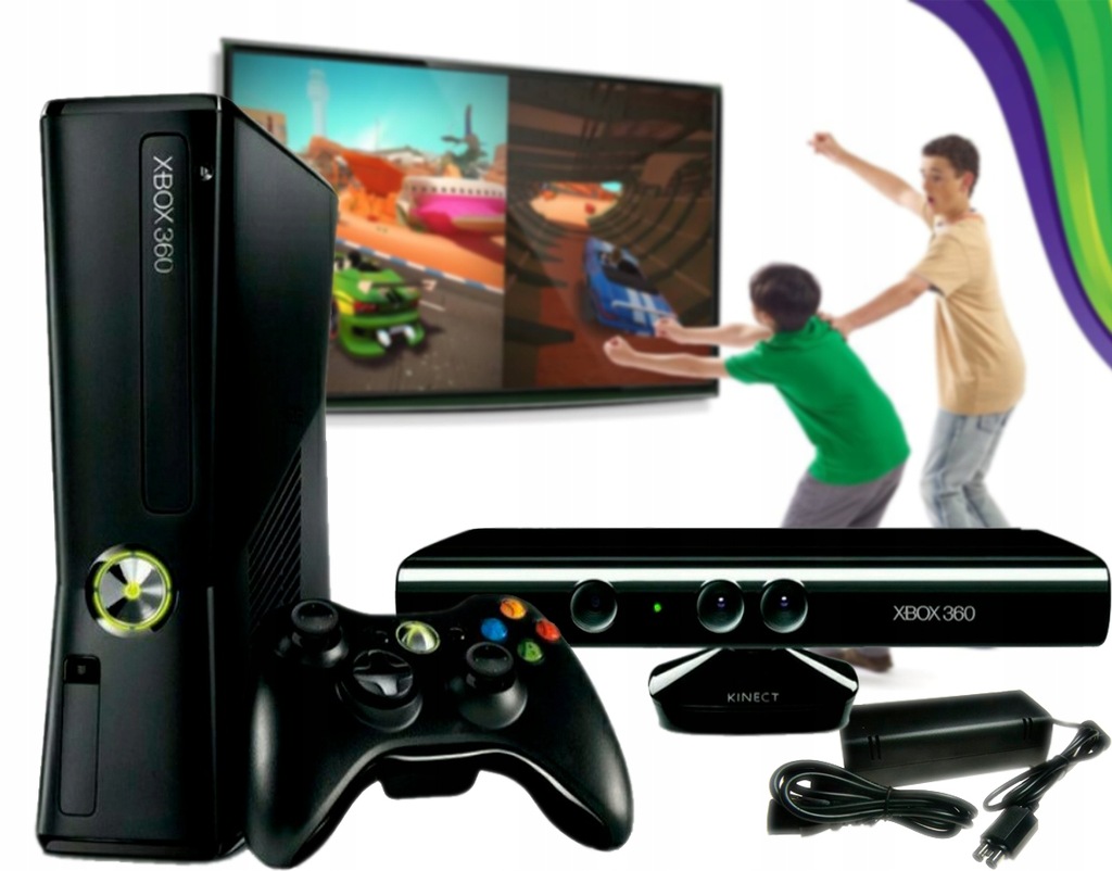 Xbox 360 Slim 320GB RGH + Pad Kinect Gry