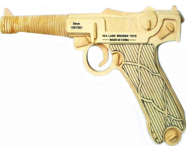 PUZZLE DREWNIANE PRZESTRZENNE 3D PISTOLET LUGER