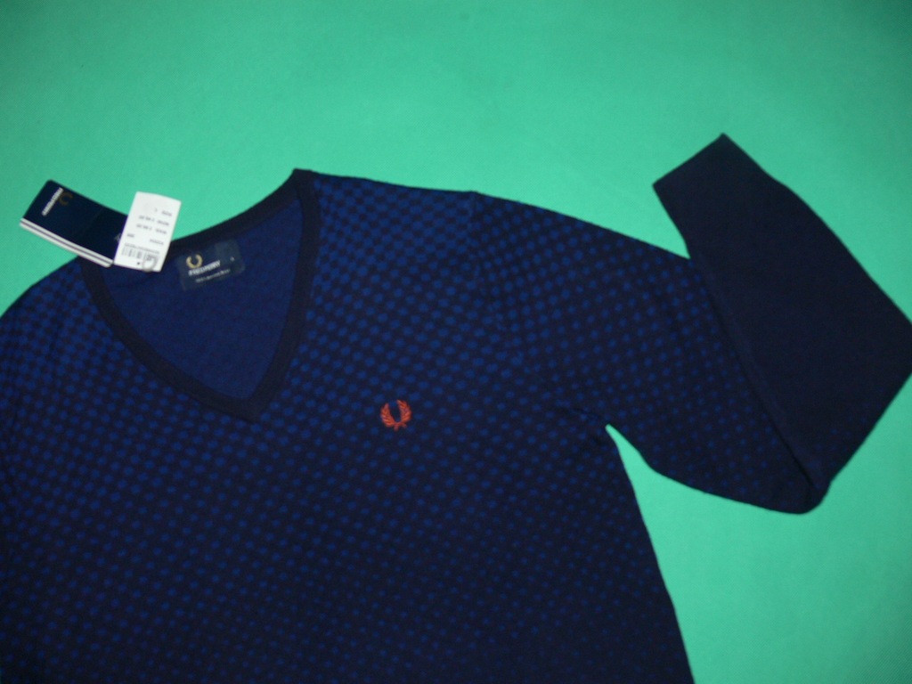 FRED PERRY NOWY MERINO WOOL SWETER Z METKĄ L MĘSKI