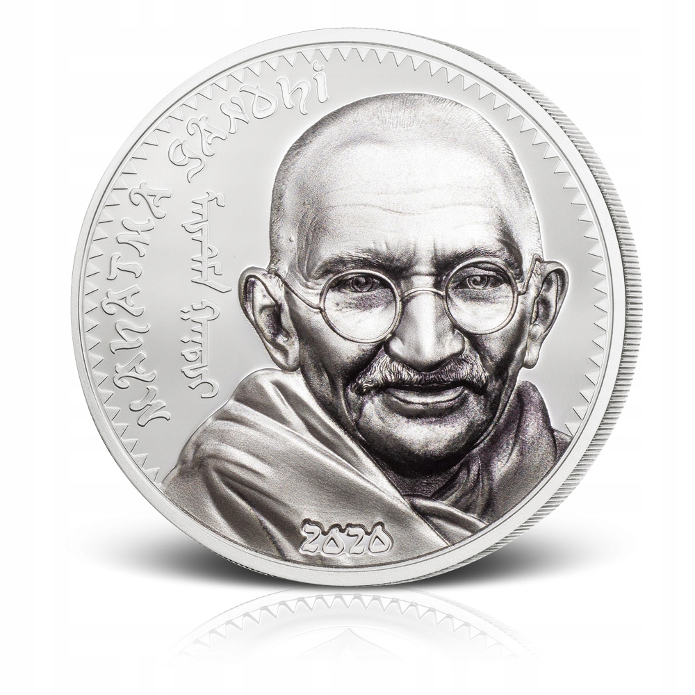 Mahatma Ghandi - 1000 tugrików - srebro Mongolia
