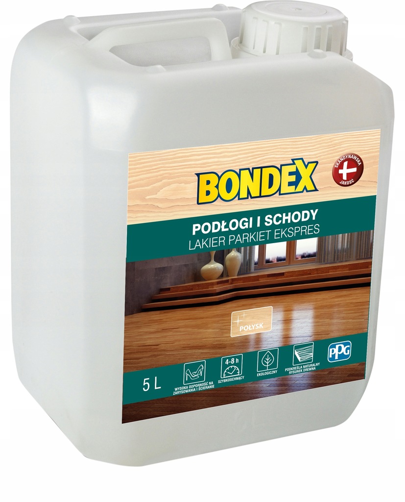 Bondex Parkiet Ekspres 5L lakier szybkoschnący bezzapachowy parkietu połysk