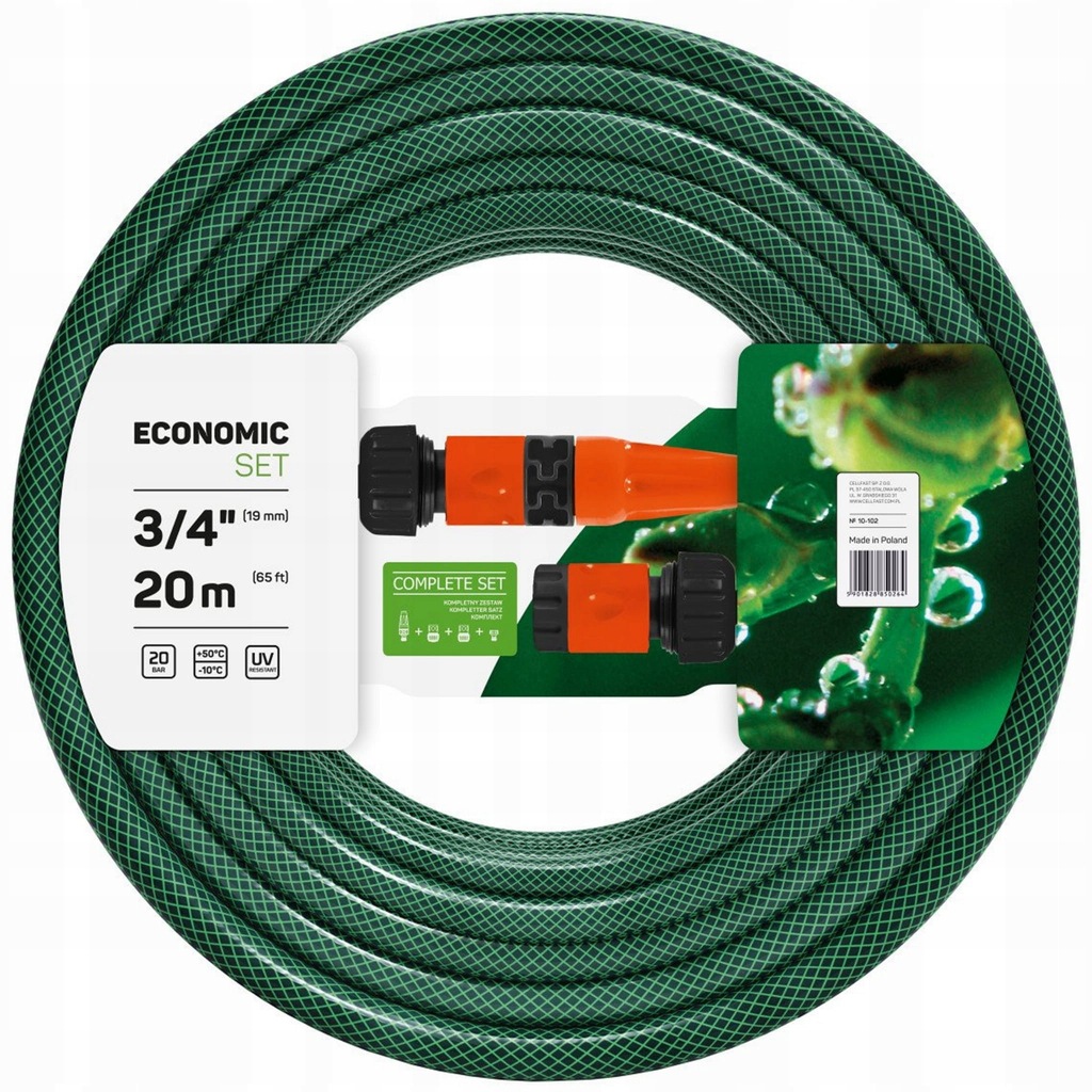 2 x CELLFAST WĄŻ ZBROJONY + KOŃCÓWKI 3/4 20M 10-102