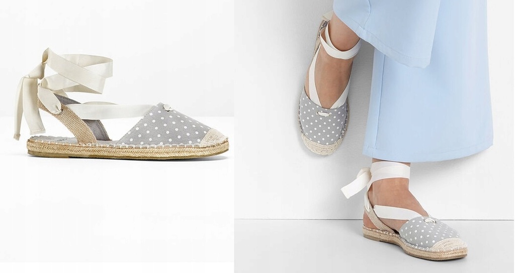 LEKKIE STYLOWE ESPADRYLE Z WIĄZANIEM GROCHY 41