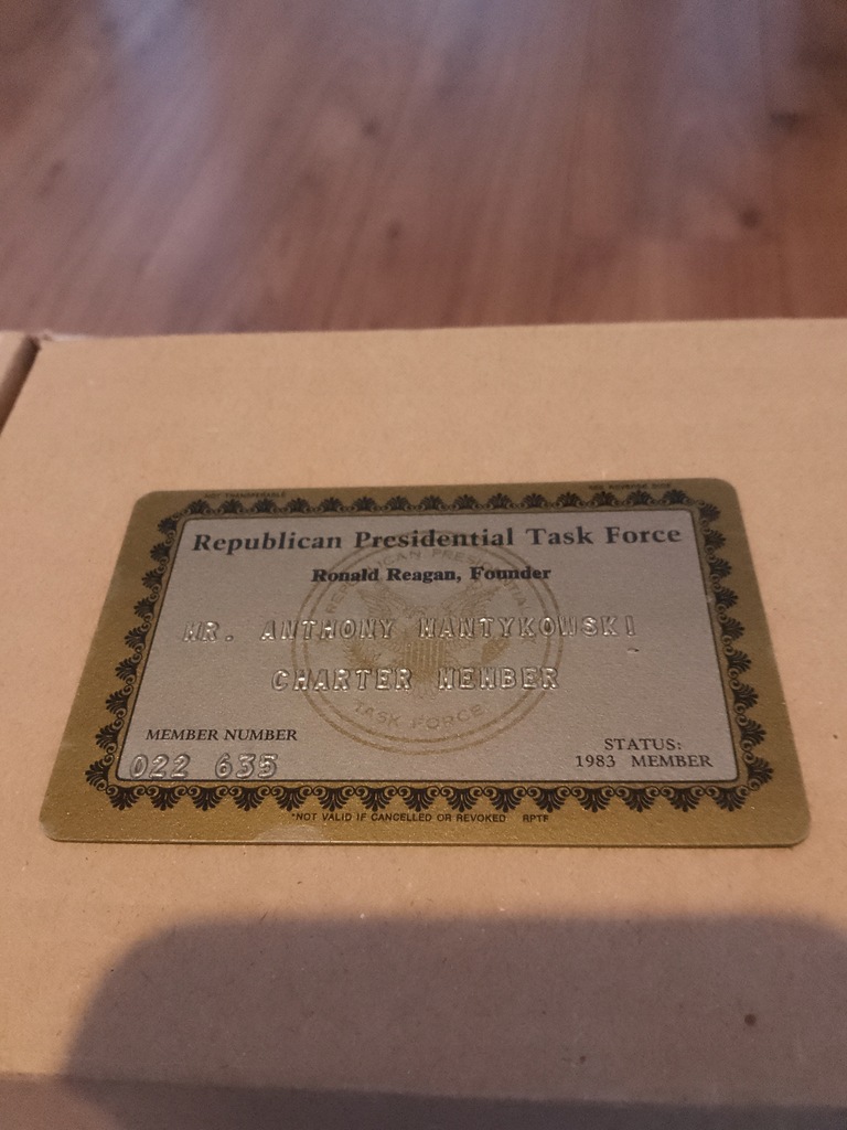 Republican Presidental Task Force Card 1983