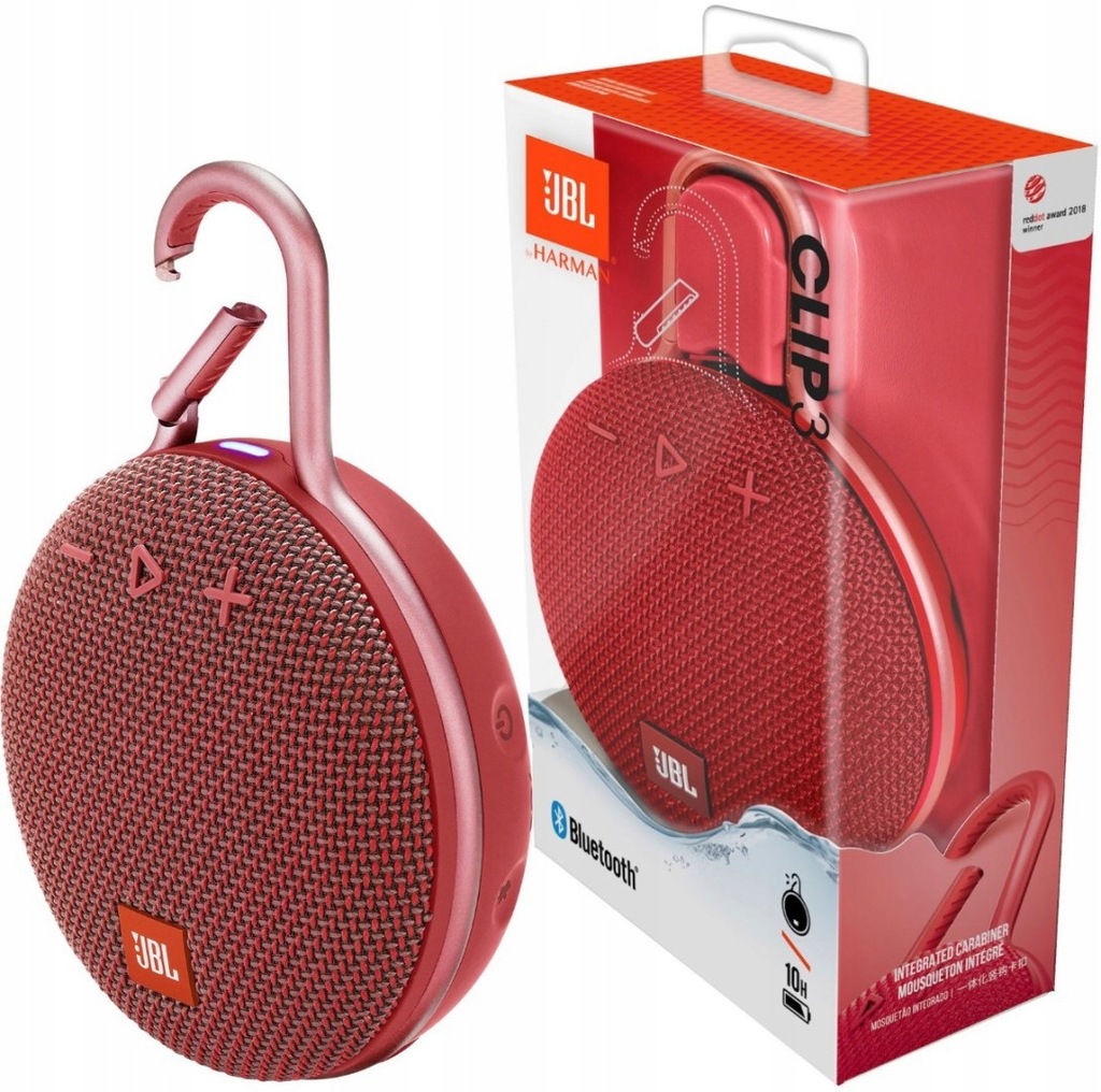 Głośnik Przenośny Bluetooth Jbl Clip 3 Czerwony