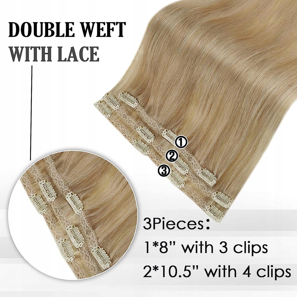 Full Shine Clip in Hair Extensions Human Hair 3pcs 100g Straight 12-20
