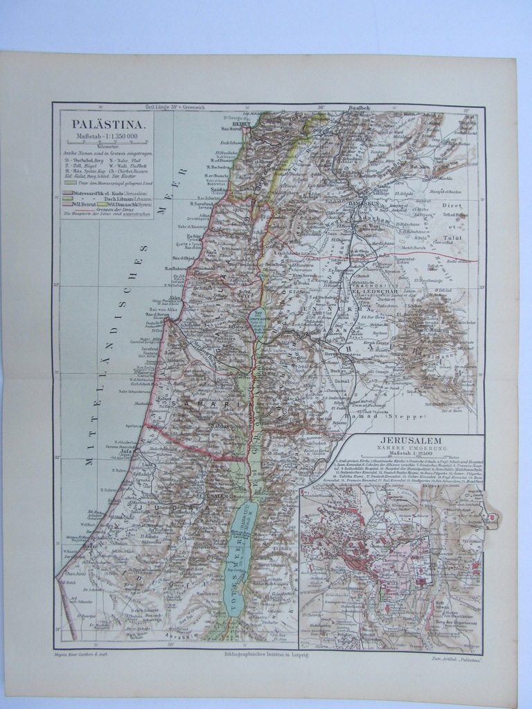 AZJA PALESTYNA i JEROZOLIMA mapa 1909 r.