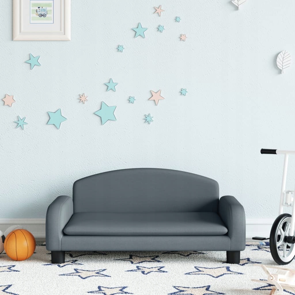 VidaXL Sofa dla dzieci, ciemnoszara, 70x45x30 cm, obita tkaniną