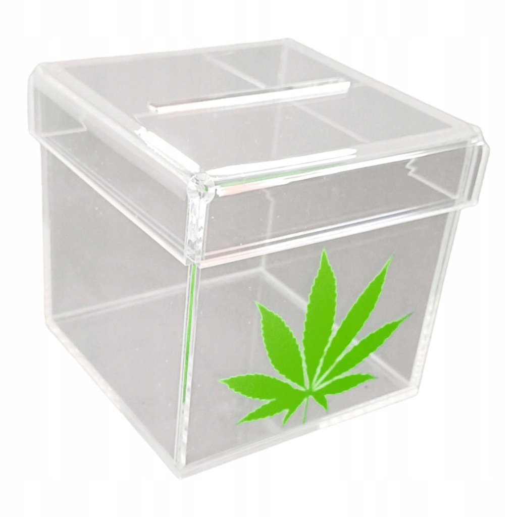 Skarbonka z grafiką marihuana - 10x10x10 cm