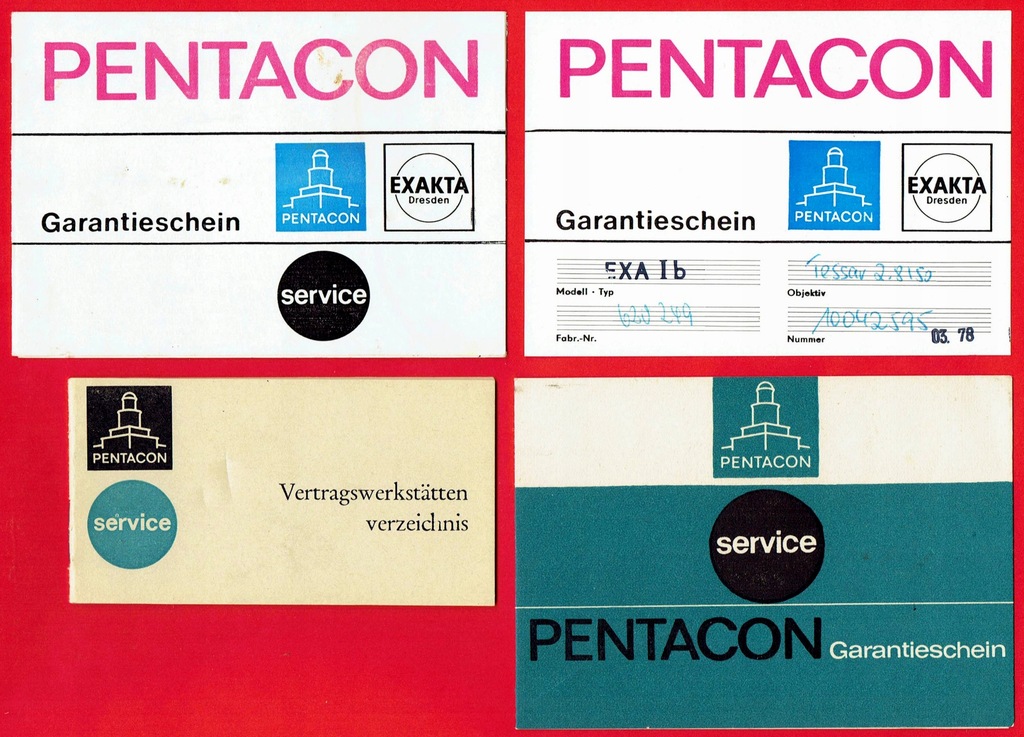 4x kolekcjonerska karta gwarancyjna Pentacon