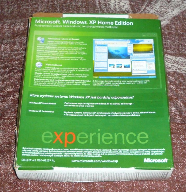 ORYGINALNY Windows XP Home Edition BOX SP2 POLSKI 8979140266
