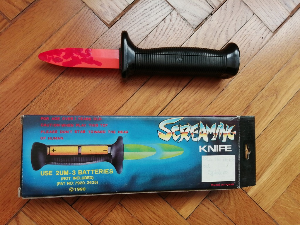 Stara zabawka nóż screaming knife nowy 1990r