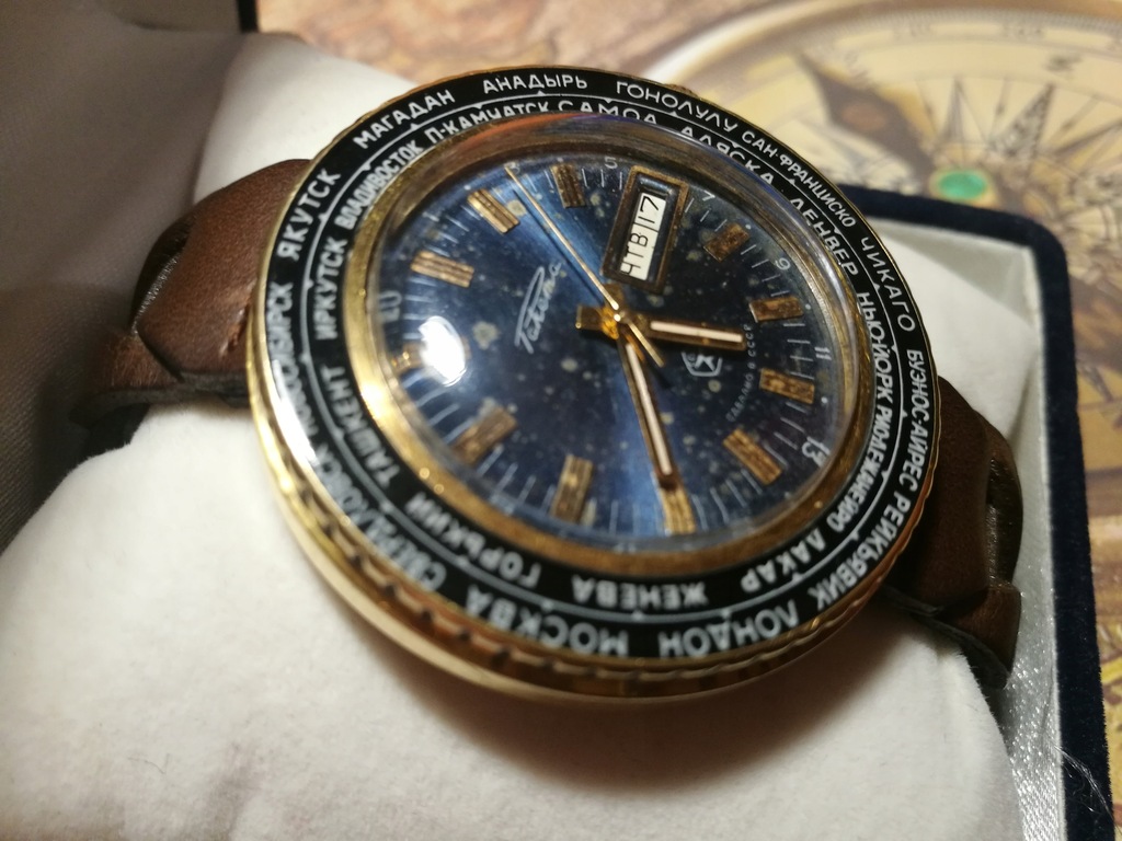 ラケタ ツアラー ZEGAREK RAKIETA WORLD TIME CCCP ZŁOCONA AU RAKETA