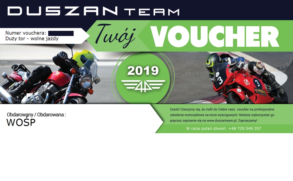 VOUCHER na szkolenie motocyklowe DUSZAN TEAM