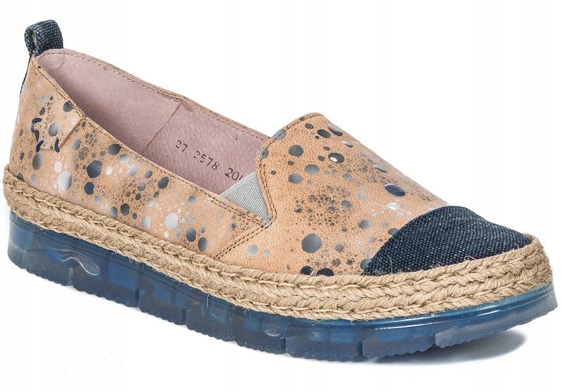 Espadryle Maciejka 03578-61 beż kropki skóra r.39