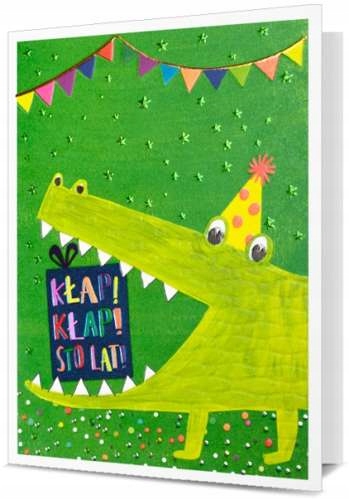 Pamiątka Krokodyl Kłap Kłap Sto Lat 15x11,5cm