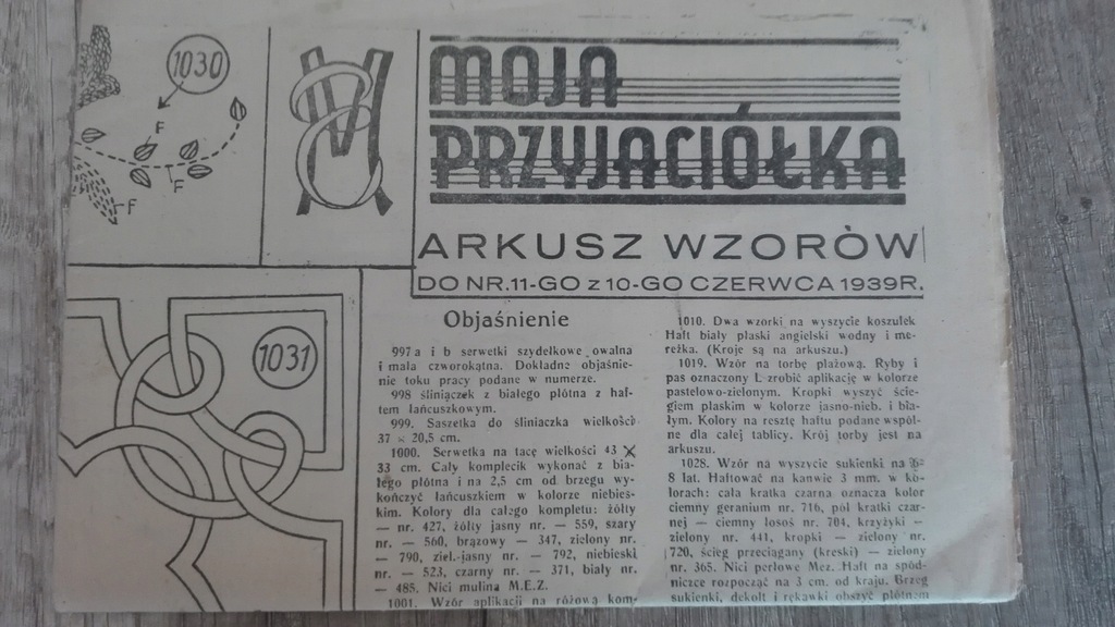 HAFT WZORY WYKROJE SPRZED 1939 roku