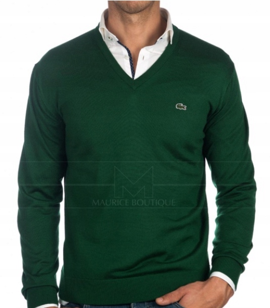 LACOSTE Sweter V-neck męski wełniany XXL/11