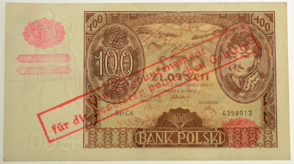 Купить Б137 - 100 злотых 1934 года - с фальшивым отпечатком.: отзывы, фото, характеристики в интерне-магазине Aredi.ru