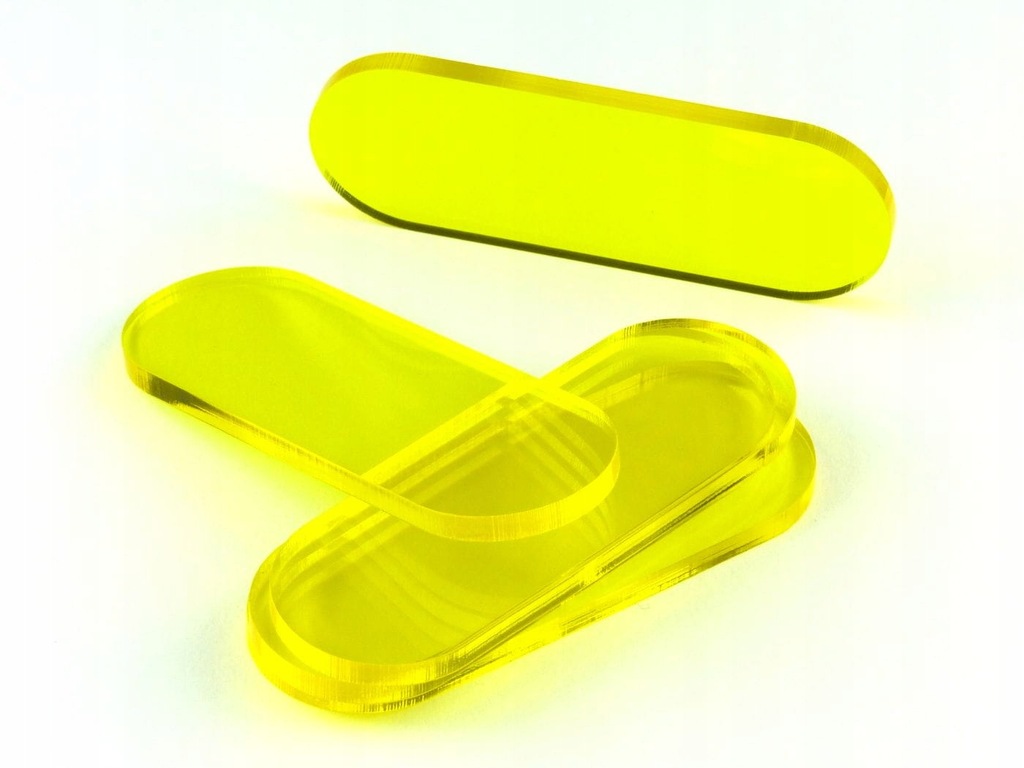 Kształt pigułki, pleksi żółte, 25x70x3 mm (5)