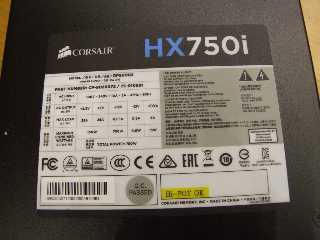 Купить CORSAIR HX750i @750W@BOX@ НЕ В СЧЕТ @КАК НОВЫЙ #72: отзывы, фото, характеристики в интерне-магазине Aredi.ru