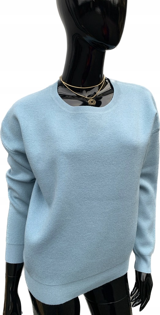 SWETER DAMSKI KINGA XL/XXL JASNO NIEBIESKI WEŁNA WISKOZA KASZMIR