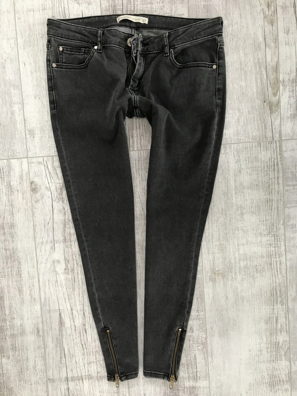 MANGO grafitowe spodnie rurki jeans 38 M zamki