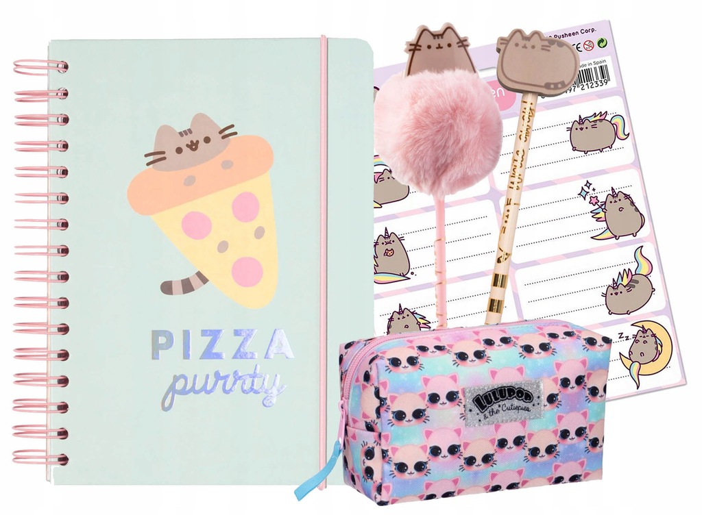 ZESTAW SZKOLNY KOT PUSHEEN NOTES PIÓRNIK DŁUGOPIS