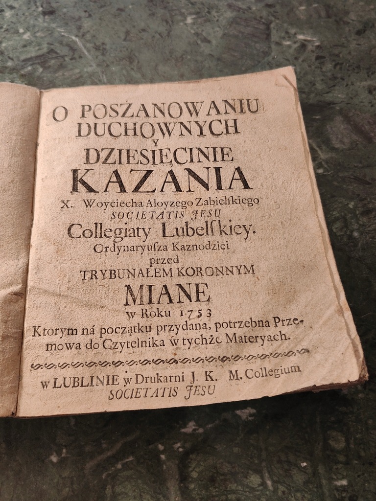 1753. O POSZANOWANIU DUCHOWYCH W DZIESIĘCINIE KAZANIA.