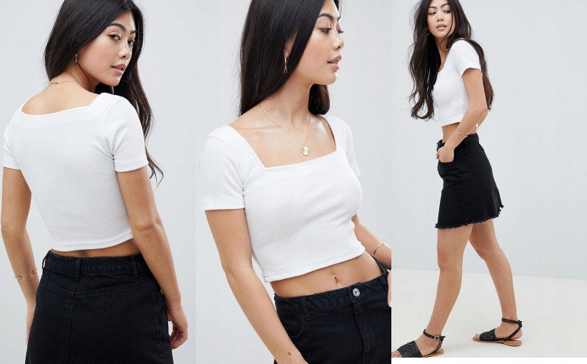 H1I308*MISSGUIDED PETITE TOP BIAŁY KRÓTKI 38 M P01