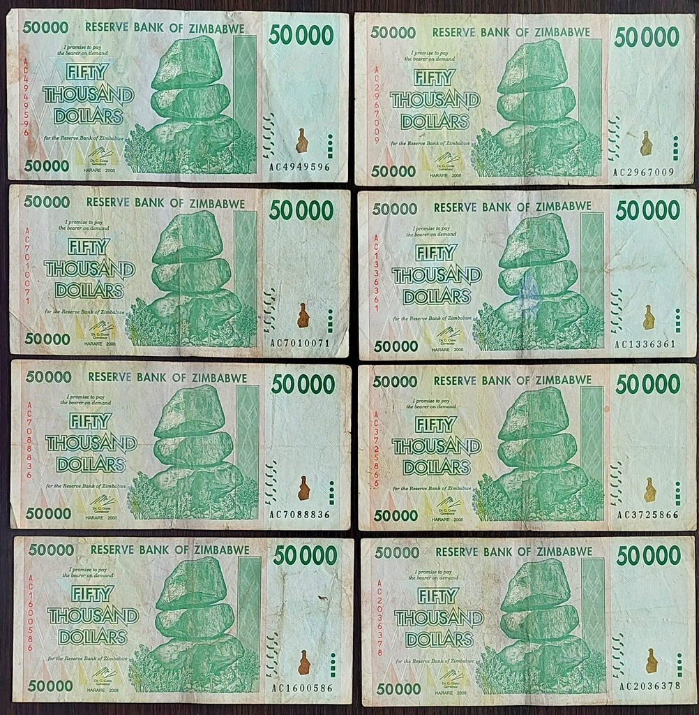 #15. Banknot Zimbabwe 50000$ 2008r. Seria AC Obiegowy