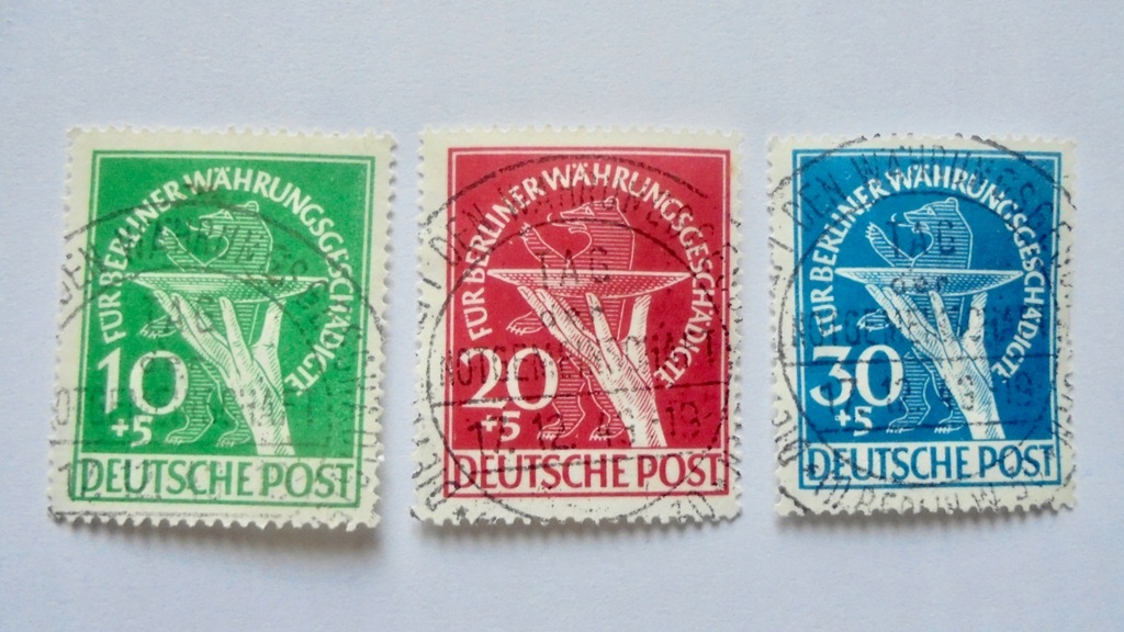 1949 Berlin Mi.68-70 kasowane znaczki,, gwarancja BPP, wartość 850,- Euro